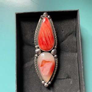 Spiny Oyster Shell Druzy Ring